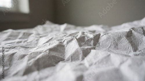a highly detailed full-frame shot of a crumpled sheet of white paper