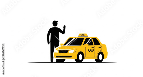 Man hailing a yellow taxi.
