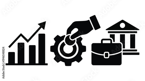 Business growth, financial investment, strategy, and administrative concept