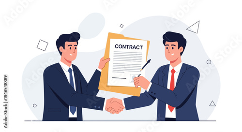 Businessmen shaking hands signing a contract agreement, partnership deal, successful negotiation