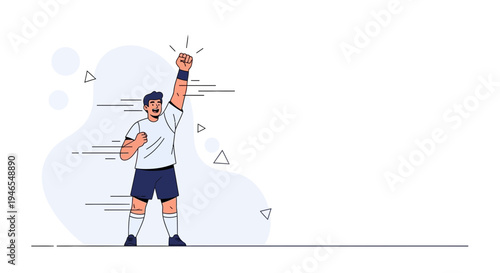 Man celebrating victory with raised fist, sports winner, success, achievement, motivation