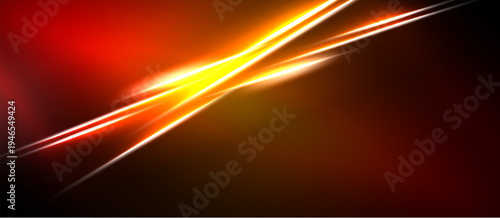 Abstract energy lines, vibrant redorange hues, dynamic composition. Light streaks create visual impact, dark background enhances glow.