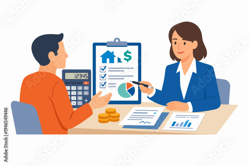 Financial advisor helping man with mortgage planning and investment consultation