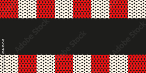 Checkered Braided Material empty Frame isolated black background. Handmade effect knitting Braided Material texture background design with copy space. EPS 10