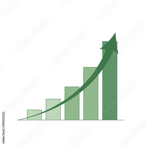 Green bar chart with upward trend.