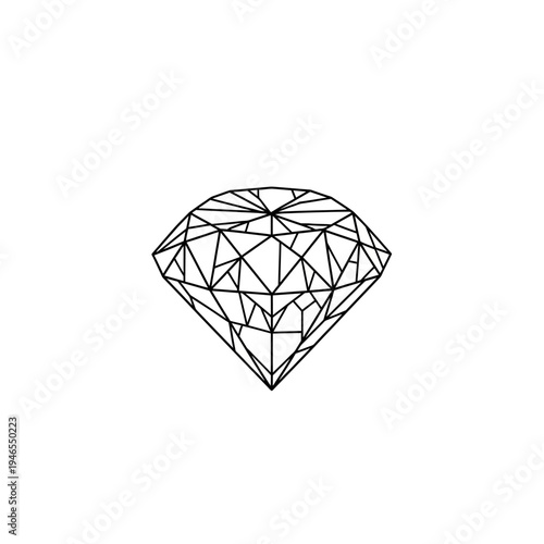 A black line art diamond illustration.