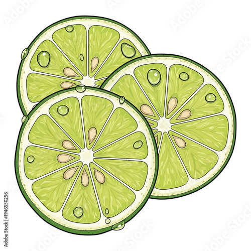 Fresh green lime slices illustration.