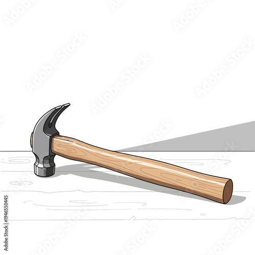 A hammer with a wooden handle.