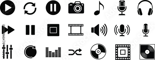 Multimedia and audio visual icons
