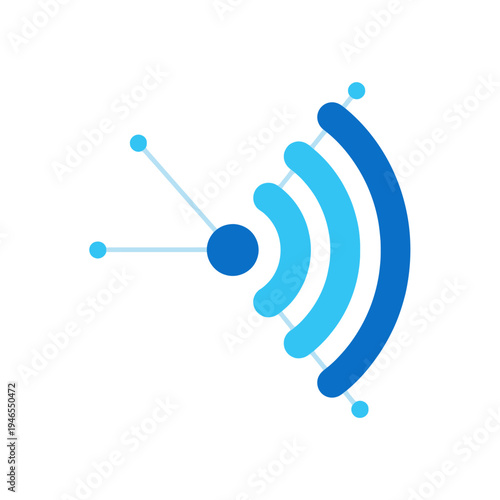 A blue Wi-Fi symbol on a white background.