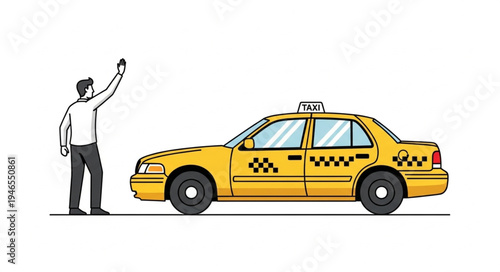 Man hailing a yellow taxi.
