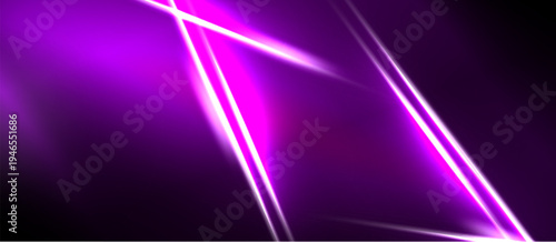 Abstract purple lines create dynamic geometric shapes. Brightness contrasts with dark background, suggesting energy, motion.