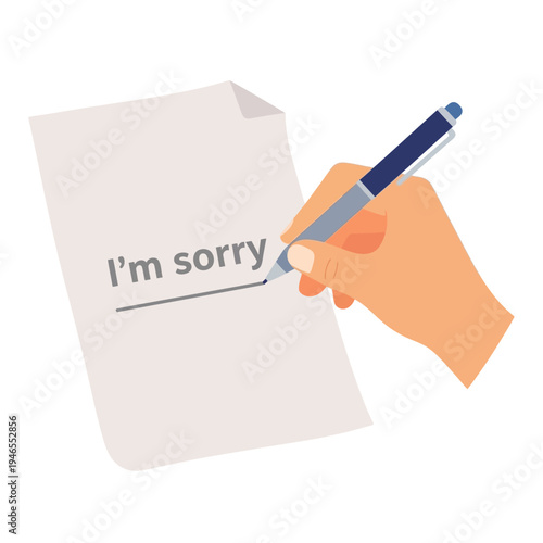 Hand Writing "I'm sorry" on Paper with Pen - Apology Message