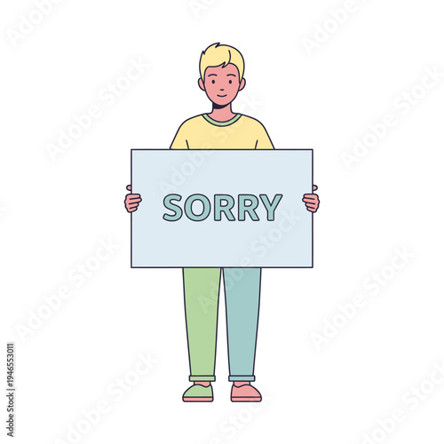 Man Holding Sorry Sign - Apology and Regret Concept