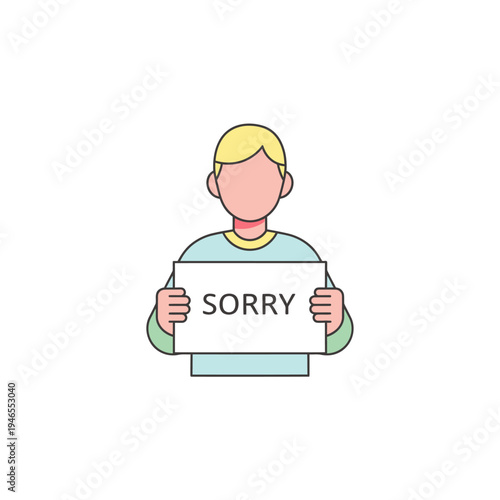 Man Holding SORRY Sign - Apology, Regret, Expression, Communication, Emotion