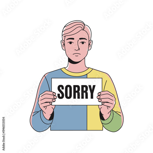 Man Holding "Sorry" Sign - Apology, Regret, Expression of Remorse