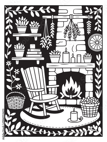 Nature monochrome coloring pages for adults and teens.