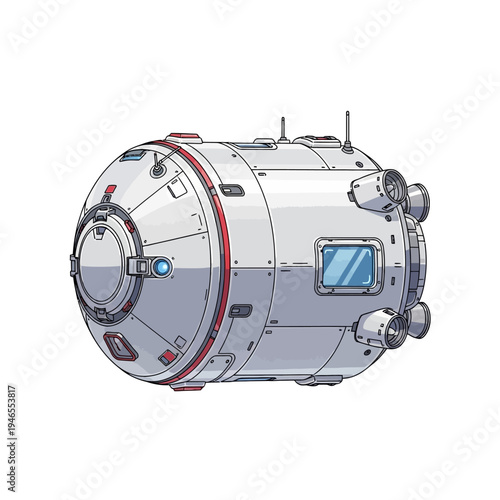 Illustration of a futuristic space module.