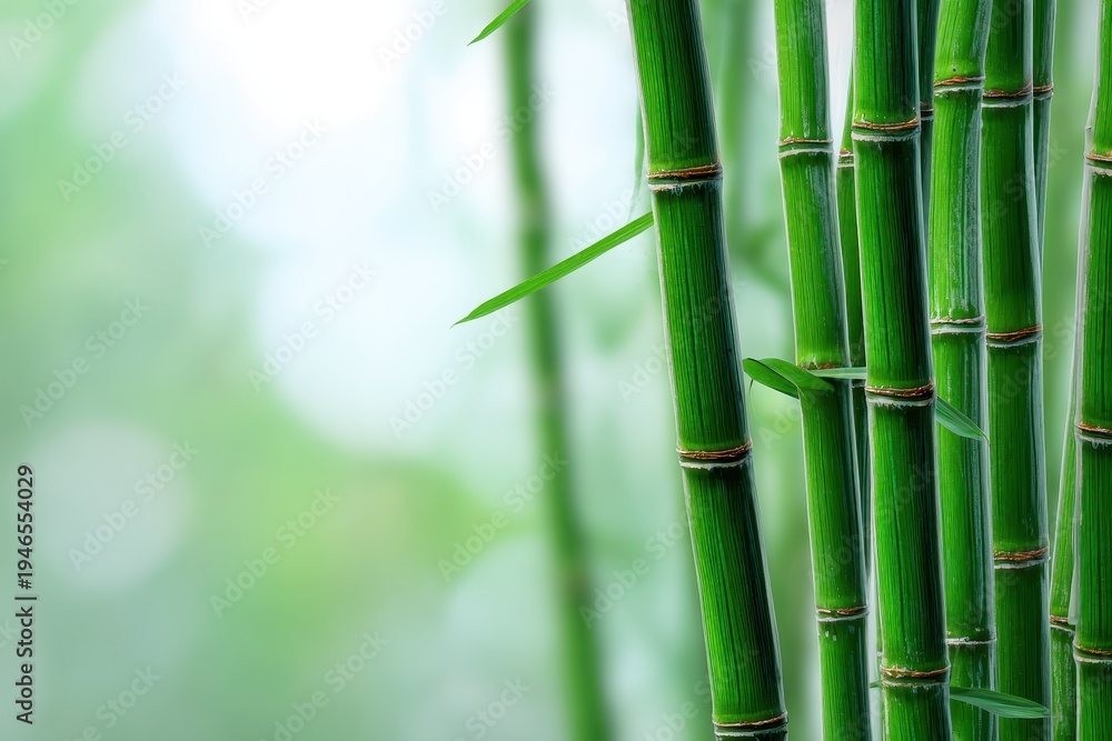 Obraz premium Bamboo grove with defocused backdrop and room for typography