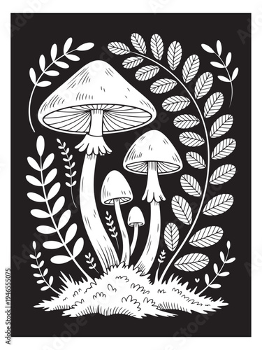 Nature monochrome coloring pages for adults and teens.