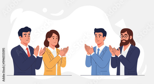 Diverse business team applauding in appreciation, celebrating success and teamwork