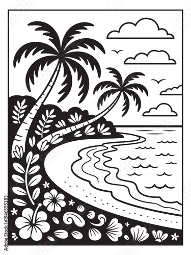 Nature monochrome coloring pages for adults and teens.