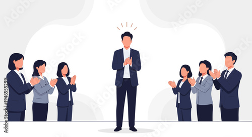 Successful Leader Applauded by Team, Business Success, Recognition, Achievement