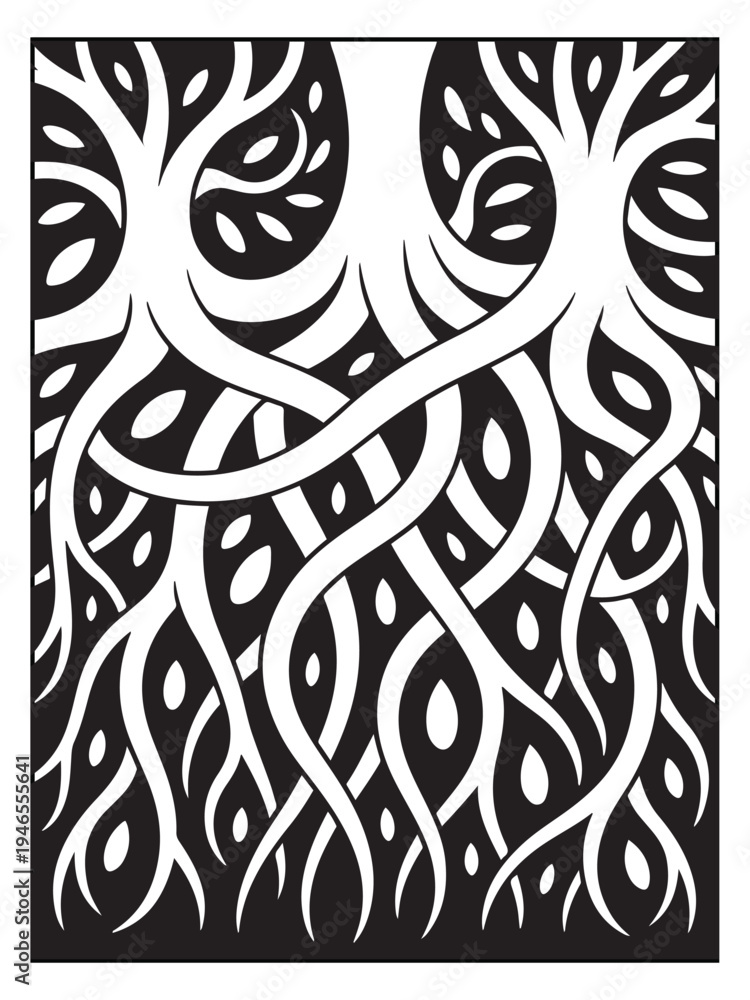 Fototapeta premium Nature monochrome coloring pages for adults and teens.
