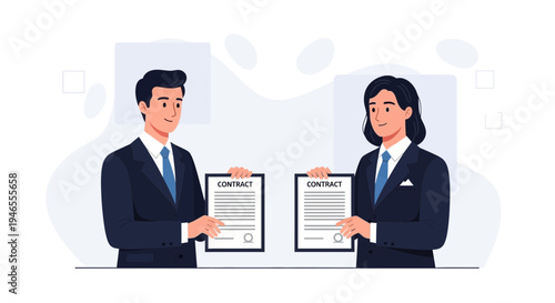 Business partners signing contract agreement, partnership deal, legal document, handshake concept