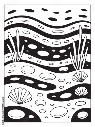 Nature monochrome coloring pages for adults and teens.