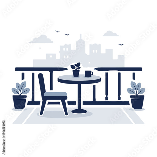 Charming balcony scene with coffee and plants