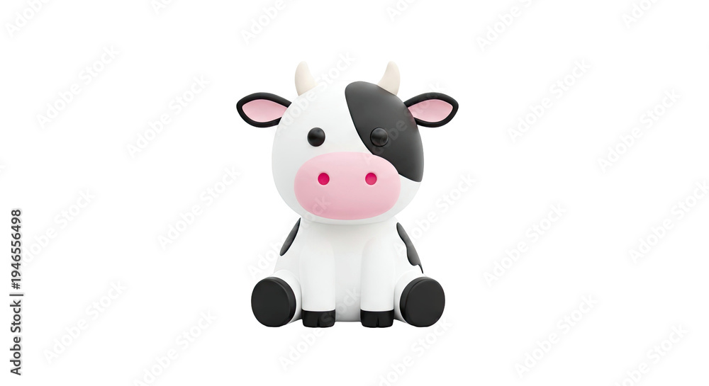 Fototapeta premium Cute cartoon cow sitting