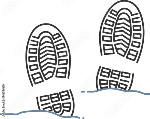 A pair of cartoonish shoe soles in motion on a wet surface