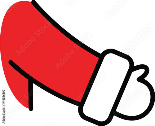 A cartoonish red santa hat with a white trim and black outline illustration