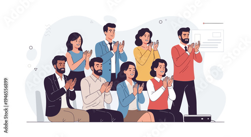 Diverse audience applauding at a presentation, celebrating success and engagement