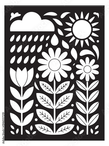 Nature monochrome coloring pages for adults and teens.