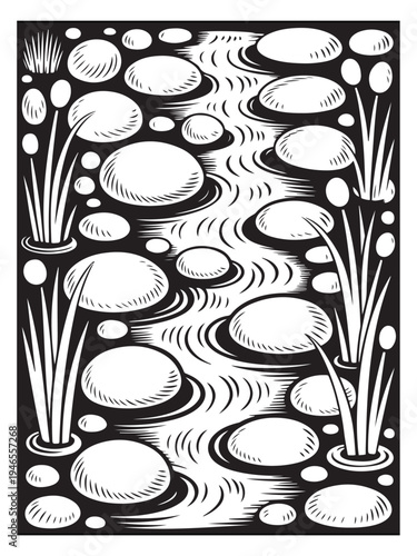 Nature monochrome coloring pages for adults and teens.