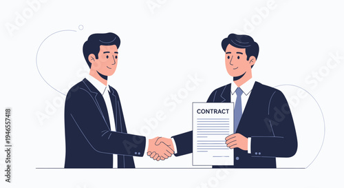 Businessmen shaking hands over contract agreement, partnership, deal, success