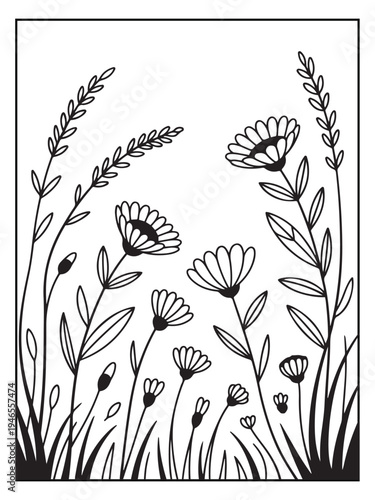 Nature monochrome coloring pages for adults and teens.