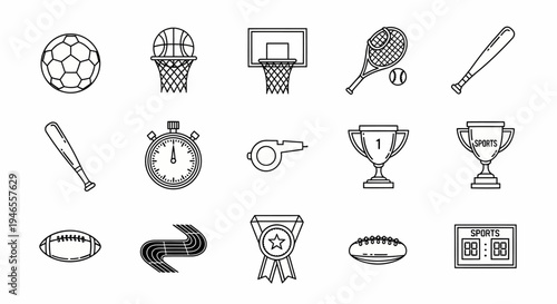 Sports icons and trophies collection.