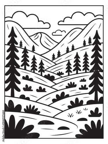 Nature monochrome coloring pages for adults and teens.