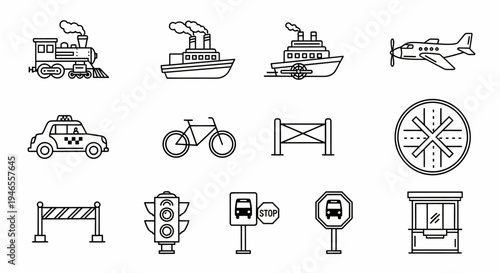Transportation icons and signs.