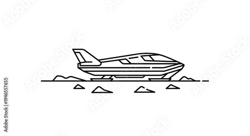 Futuristic Hovercraft on Ice Floes: Modern Transportation Concept