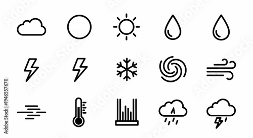 Weather forecast icons on white background.