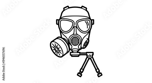 Gas Mask with Tripod Bipod - Protective Equipment, Military, Survival, Safety, Protection