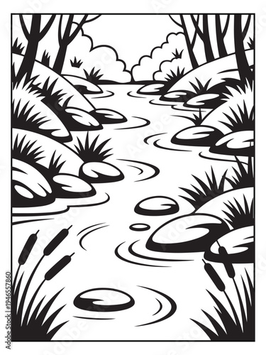 Nature monochrome coloring pages for adults and teens.