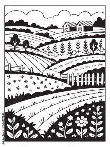 Nature monochrome coloring pages for adults and teens.