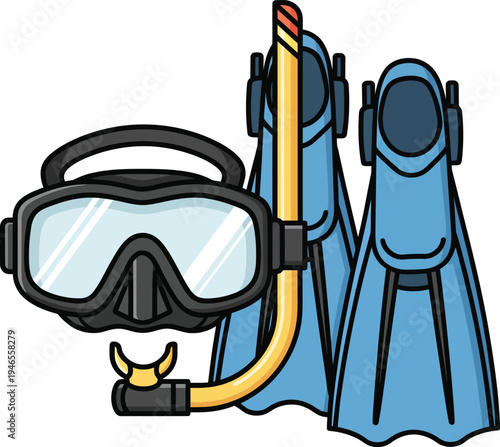 Snorkeling Gear Set Mask Fins and Snorkel for Underwater Exploration.