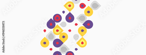 Abstract colorful circles, varying sizes, scattered across white background. Simple geometric shapes create playful pattern.