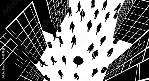 Abstract Crowd Silhouette in Urban Setting - A Study in Perspective.